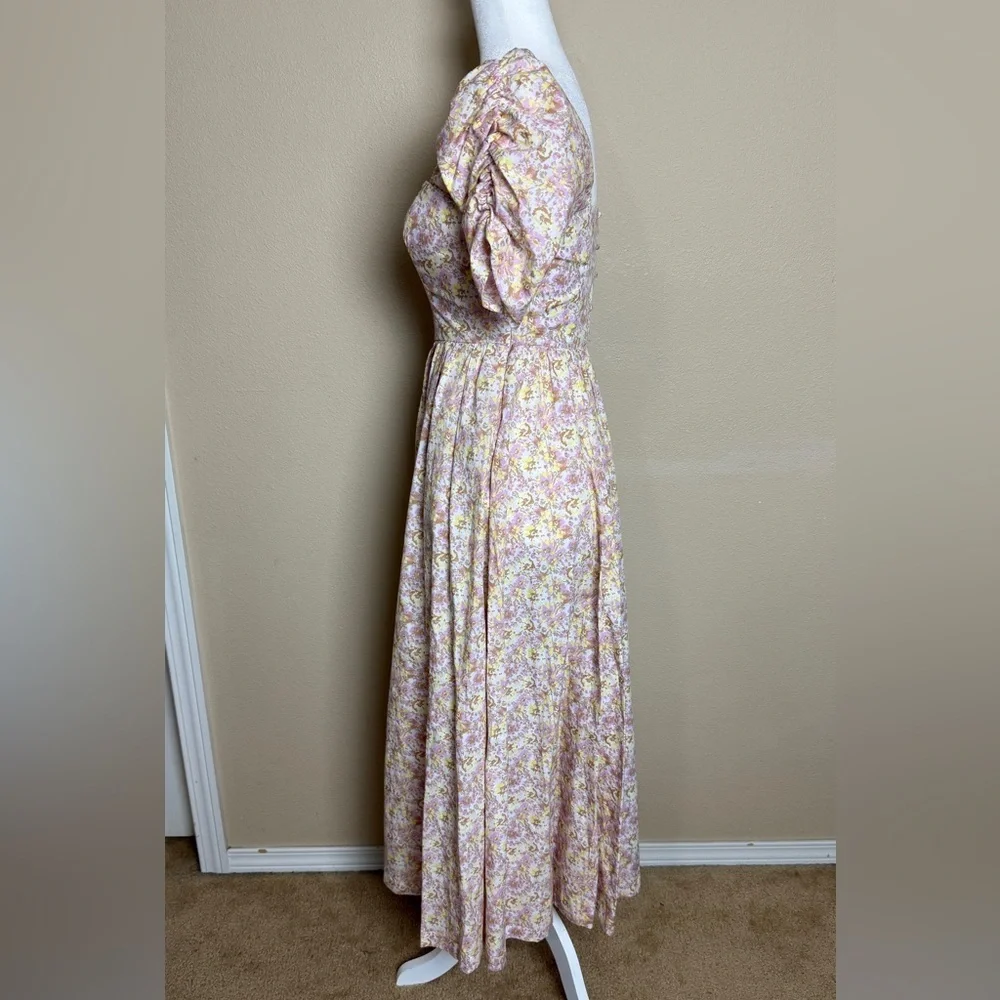Free People She’s a Dream Floral Print Puff Sleeve Midi Dress Size 2 - Picture 8 of 15